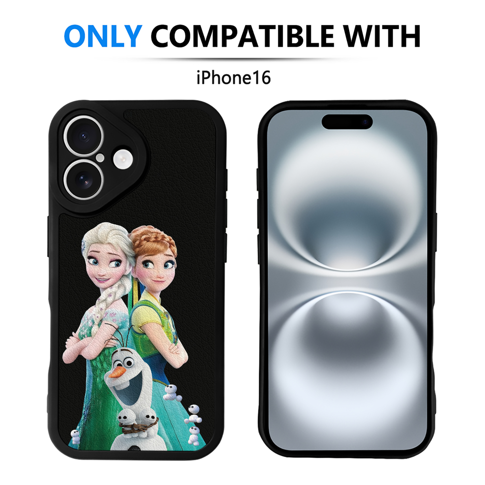 （画像用） アナと雪の女王 アンナ エルサ Frozen Anna Elsa 【iPhone 16シリーズ対応】シリコンスマホケース（レザー調） 材質：シリコン